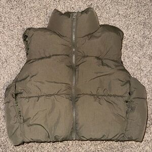 Women’s Khaki Green Puffer Vest Size S